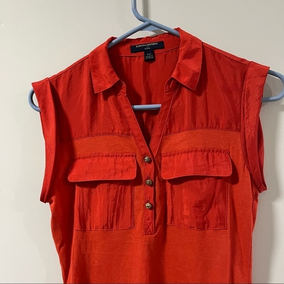 Banana Republic XS Petite Orange Short Sleeve Women - Picture 4 of 10